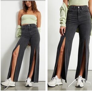 Pacsun Jeans Size 25 90’s Boyfriend Black Wash Split Front High Waist Denim